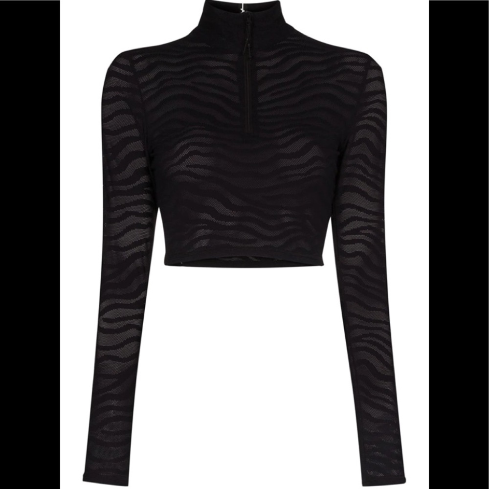 Adam Selman Long Sleeve Tiger Mesh Crop Top SizeXL